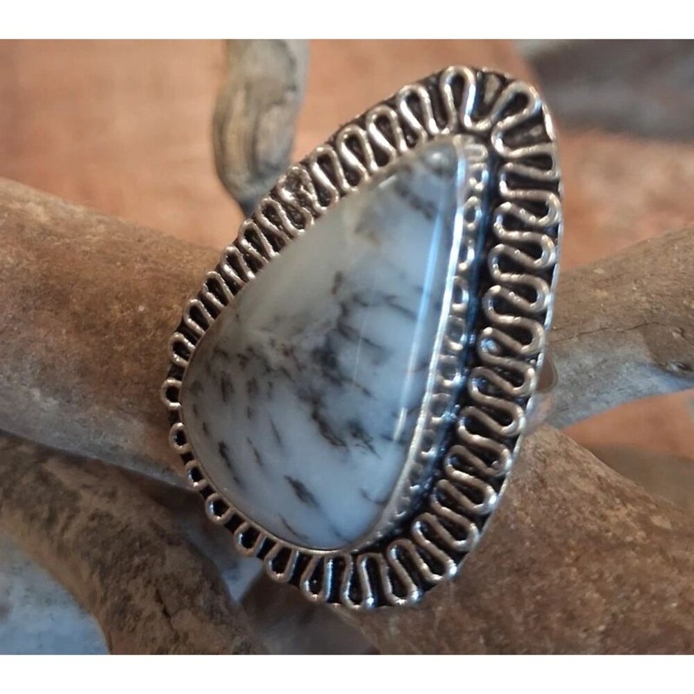 Black rutilated quartz boho ring size 8.5